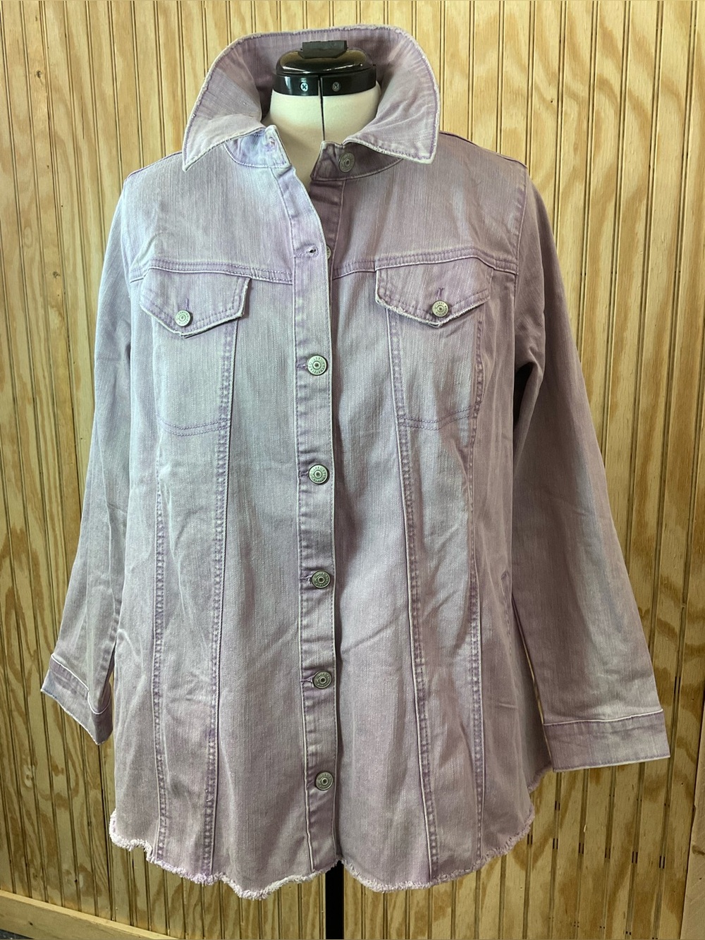 LOGO by Lori Goldstein Lavender Denim Button-Front Jacket